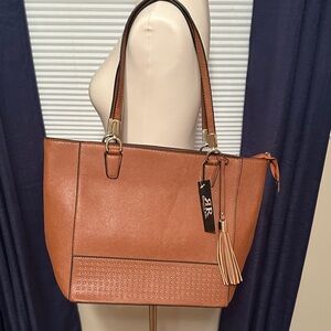 Elegant Tan Tote with Tassel by [Brand]